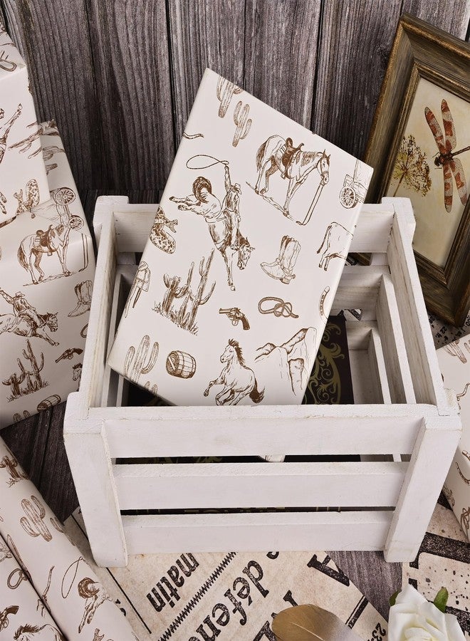Vnaaem Western Cowboy Wrapping Paper Roll for Men Women Boys - Brown Wild West Style Design Gift Wrap Sheets for Holiday Winter Party DIY Craft Party(Total 28.5sq.ft) - Image 3