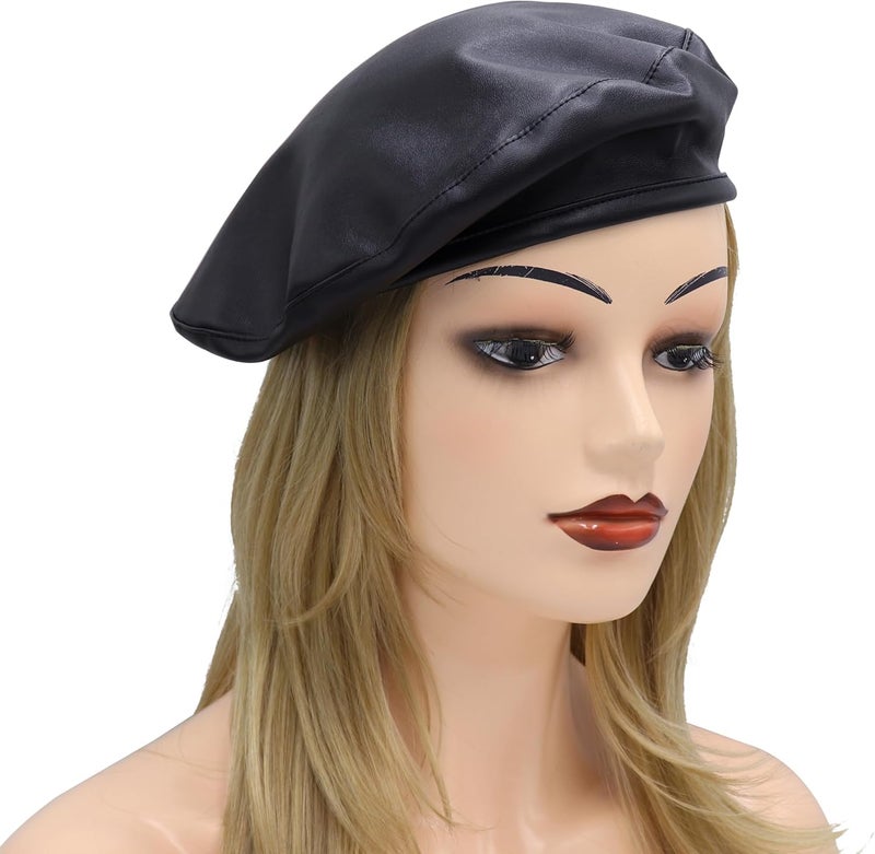 Umeepar Womens Classic Pu Leather French Beret Hat - Image 5
