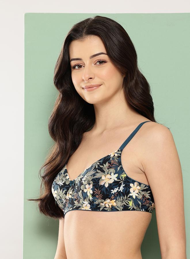 Leading Lady Teal Printed Lightly Padded Non Wired T-Shirt Bra - Image 2