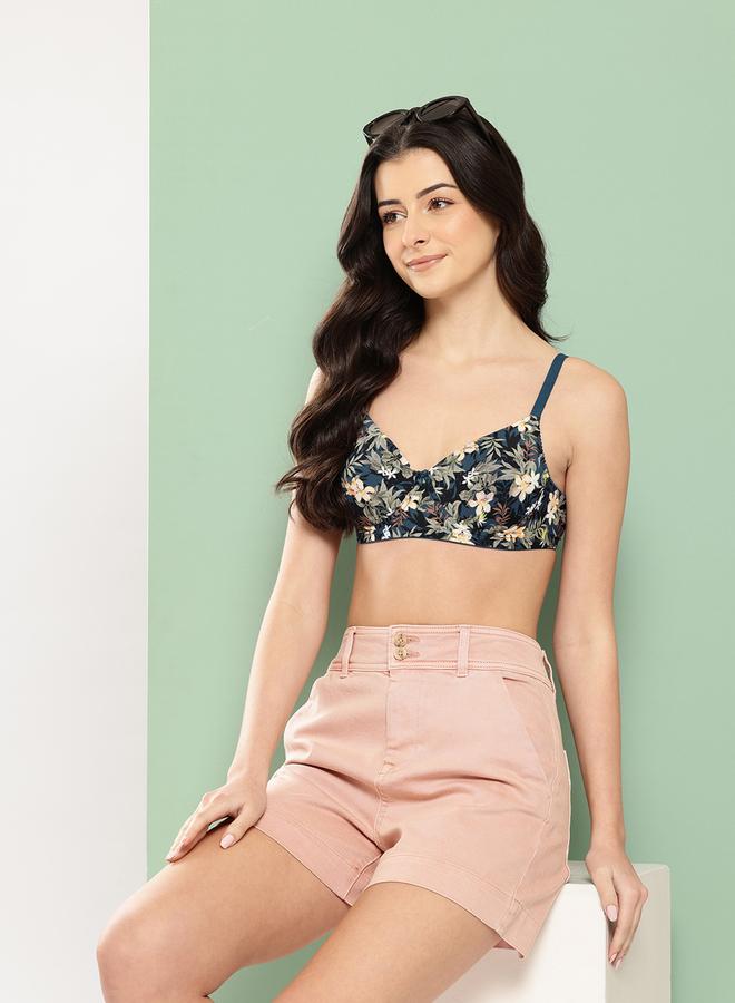 Leading Lady Teal Printed Lightly Padded Non Wired T-Shirt Bra - Image 4