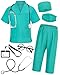 ICECUTE Doctor Scrubs for Kids7 Pcs Scrubs Costume with AccessoriesHalloween Costume for Boy Girls311 Years Green 78Years - Image 3