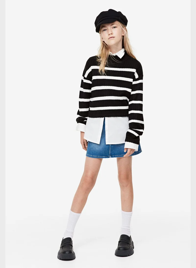 H&M Youth Stripe Rib Knit Top
