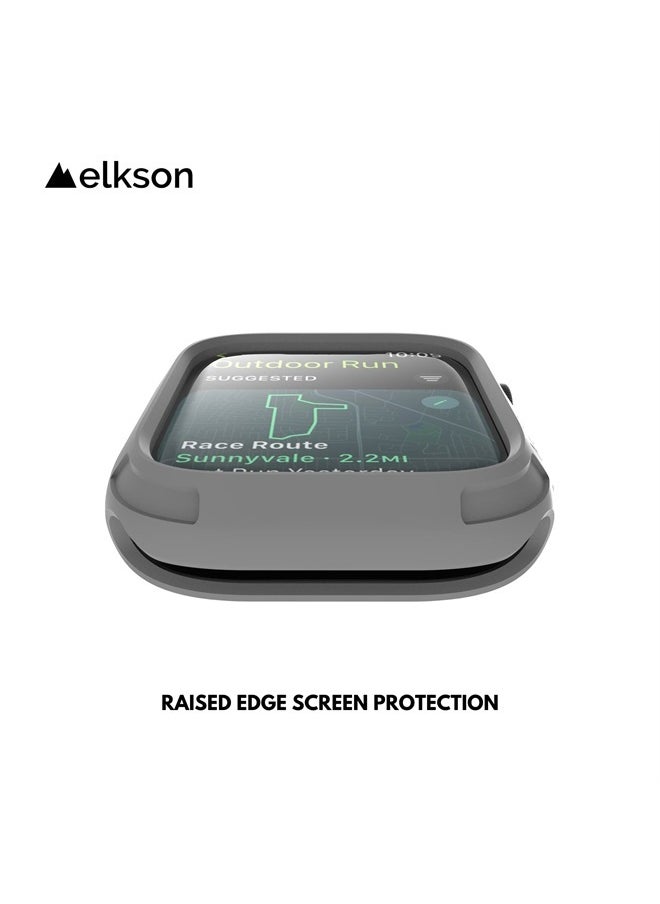 elkson - Compatible with Apple Watch 45mm Bumper Case, Quattro 2.0 Series Rugged Case for Apple Watch and iWatch Series 7, Military Grade Durable Protective Cover, Flexible Shock Proof, Grey - Image 1