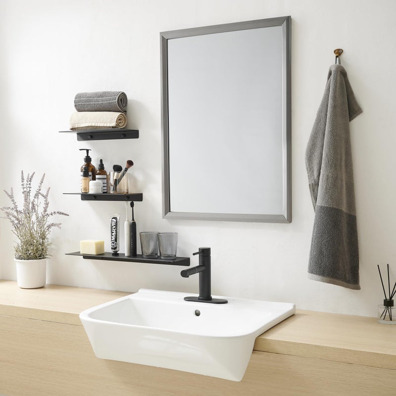 Joom Small Metal Wall Floating Shelf - Metal Wall Shelf, Black Floating Shelf, Small Bathroom Shelf, Display Shelves For Wall Storage (Black, 8Inch) - Image 4