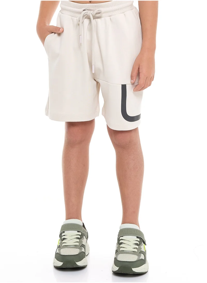 victor and jane Victor and Jane Boys' Jacquard Set – Beige Colour Striped Design with Textured Material