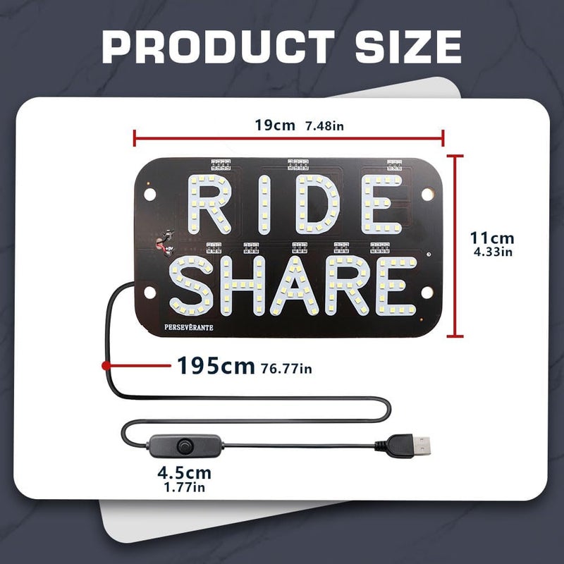 YSY LED Rideshare Sign with USB Cable - Image 2