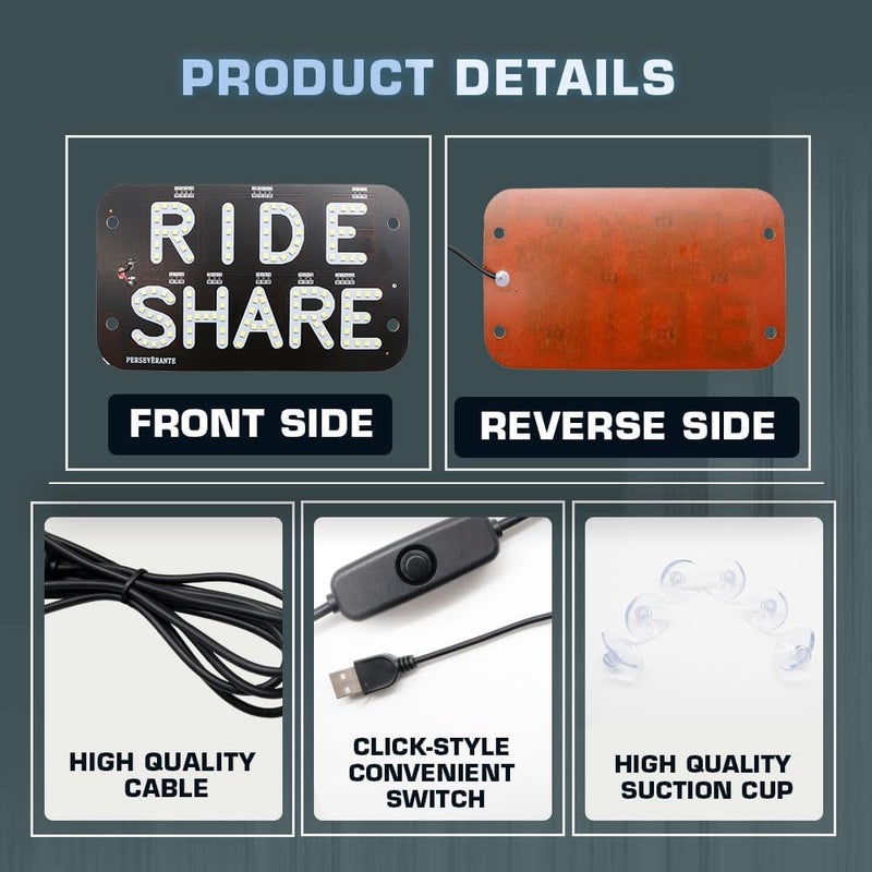 YSY LED Rideshare Sign with USB Cable - Image 3
