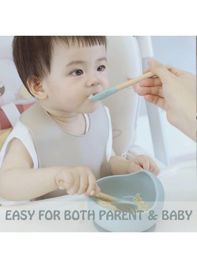 Ginbear Silicone Baby Spoons and Forks Self-feeding 12-18 Months, Soft-Tip Baby Flatware Sets, Toddler Feeding Utensils for Child, 4 Piece Set (Hazy Green/Almond) - Image 5