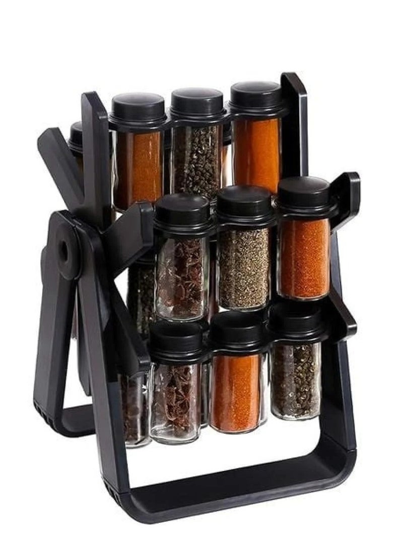 Denx 360 Rotating Spice Rack, 18PCS Jar Kitchen Spice Organizer, Seasoning Organizer Seasoning Rack Tower for Kitchen Countertop