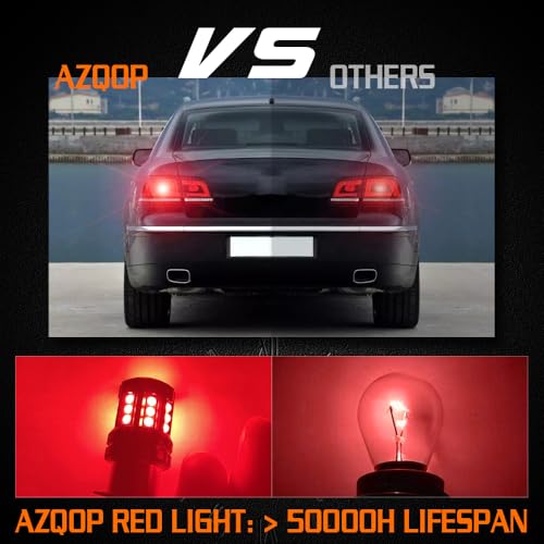 AZQOP 3157 4057 LED Brake/Tail Light Bulbs For Ford F150 F250 F350 2000 2001 2002 2003 2004 2005 2006 2007 2008 2009 2010 2011 2012 2013 2014 2015 2016 2017 2018 2019 2020, 300% Brightness, Plug&Play, 2PCS - Image 4