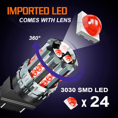 AZQOP 3157 4057 LED Brake/Tail Light Bulbs For Ford F150 F250 F350 2000 2001 2002 2003 2004 2005 2006 2007 2008 2009 2010 2011 2012 2013 2014 2015 2016 2017 2018 2019 2020, 300% Brightness, Plug&Play, 2PCS - Image 3