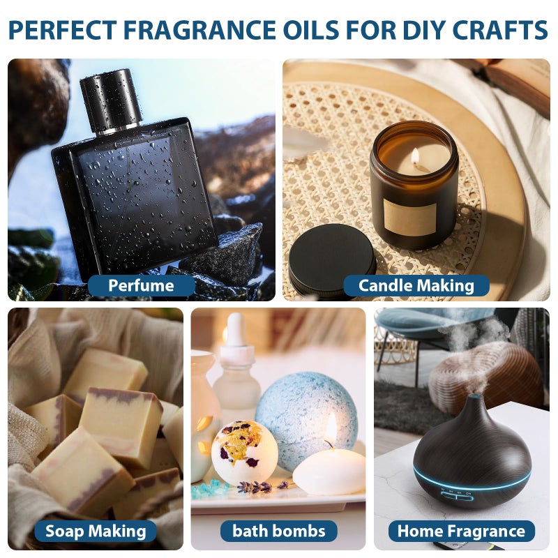 FUHITIM Fragrance Oil, Charming Men's Set Diffuser Oil for Home, Soap & Candle Making Scents, Aromatherapy Essential Oils -Sea Breeze, Fireside Vanilla, Cedar and More(6 * 10ML) - Image 4