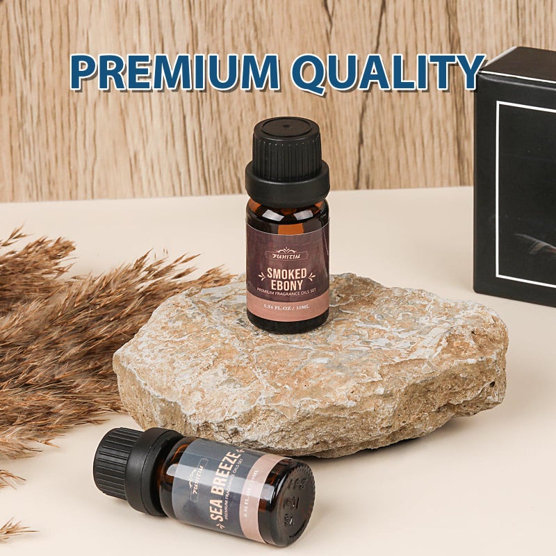 FUHITIM Fragrance Oil, Charming Men's Set Diffuser Oil for Home, Soap & Candle Making Scents, Aromatherapy Essential Oils -Sea Breeze, Fireside Vanilla, Cedar and More(6 * 10ML) - Image 3