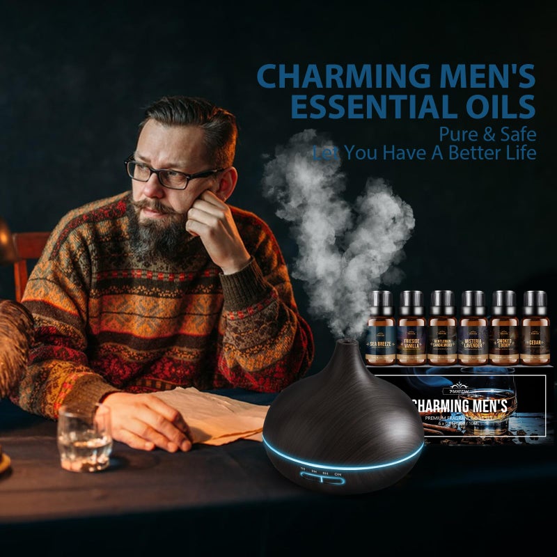 FUHITIM Fragrance Oil, Charming Men's Set Diffuser Oil for Home, Soap & Candle Making Scents, Aromatherapy Essential Oils -Sea Breeze, Fireside Vanilla, Cedar and More(6 * 10ML) - Image 5