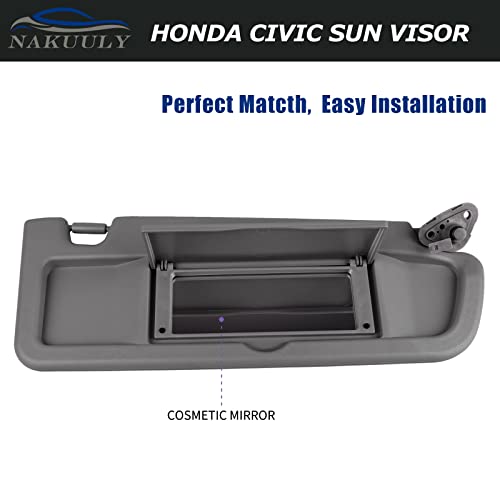 Nakuuly Left Driver and Right Passenger Side Sun Visor Atlas Gray Compatible with Honda Civic 2006 2007 2008 2009 2010 2011 Replaces # 83280-SNA-A01ZA 83230-SNA-A01ZA - Image 4