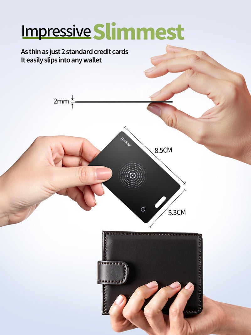 LULULOOK Wallet Tracker Card, 0.07in Ultra Slim Airtag Card Works with Apple Find My (iOS Only), Wireless Rechargeable IP68 Waterproof GPS Smartcard Tracker for Wallet Passport, 3Pack - Image 2