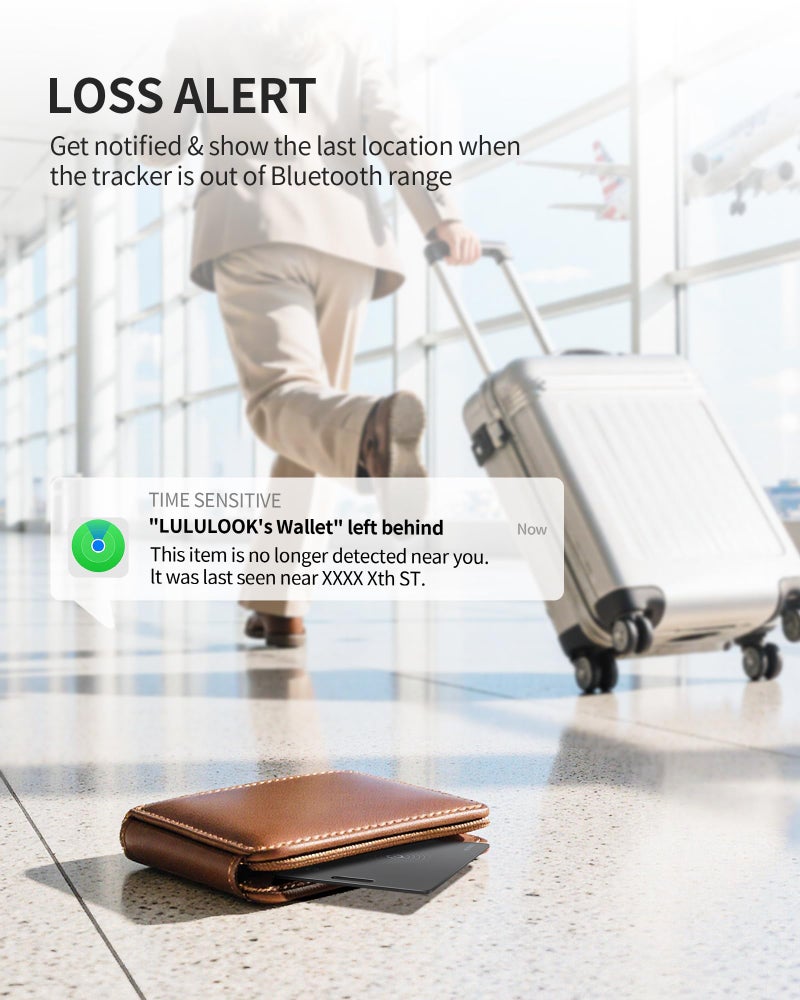LULULOOK Wallet Tracker Card, 0.07in Ultra Slim Airtag Card Works with Apple Find My (iOS Only), Wireless Rechargeable IP68 Waterproof GPS Smartcard Tracker for Wallet Passport, 3Pack - Image 4