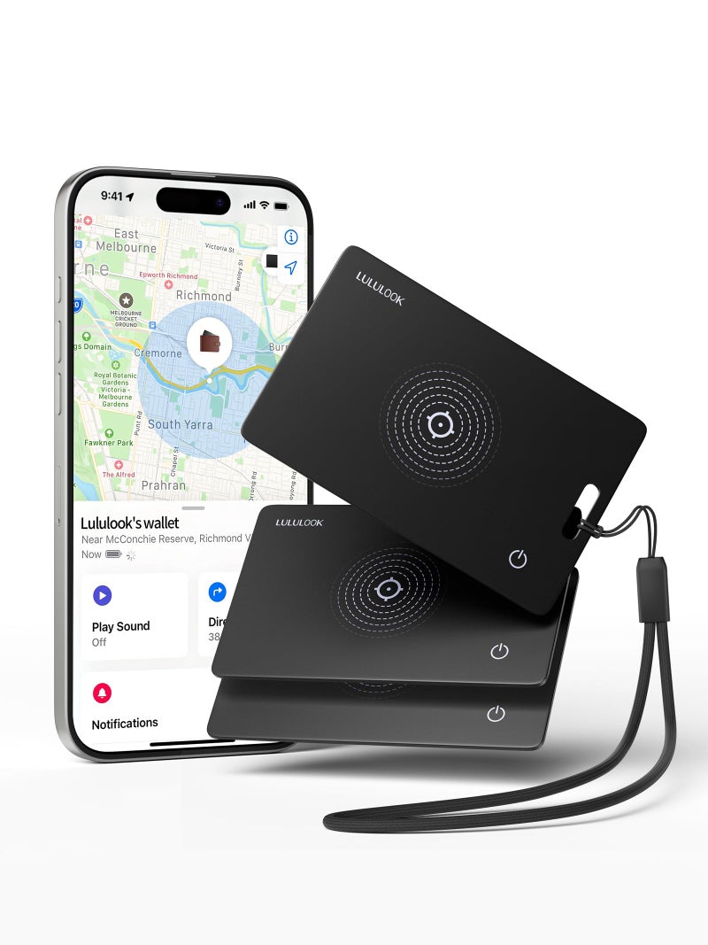 LULULOOK Wallet Tracker Card, 0.07in Ultra Slim Airtag Card Works with Apple Find My (iOS Only), Wireless Rechargeable IP68 Waterproof GPS Smartcard Tracker for Wallet Passport, 3Pack - Image 1