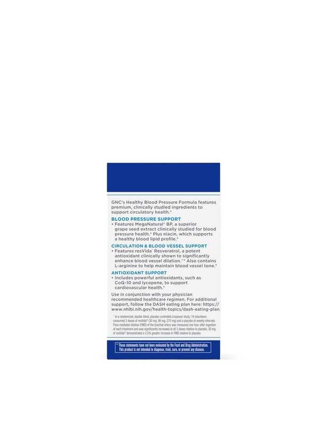 GNC GNC Preventive Nutrition Healthy Blood Pressure Formula | Clinically Studied Ingredients | 90 Capsules - Image 4