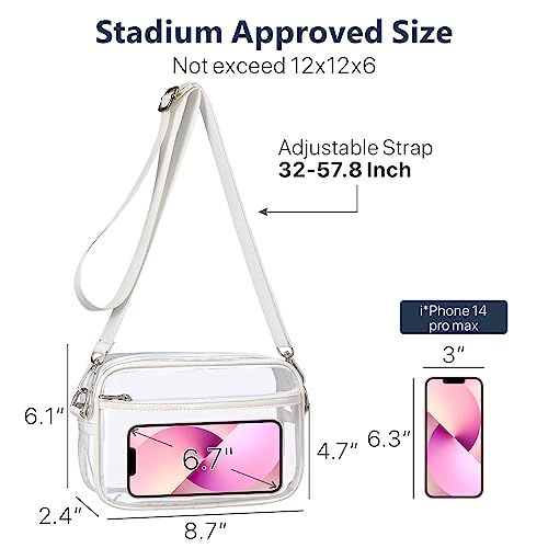 PACKISM Clear Purses for Women Stadium - 2 Pack Clear Bag Stadium Approved Crossbody Concerts Bag with Widen Front Pocket for Game Day Events Sports Festivals, Black & White - Image 4