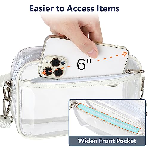 PACKISM Clear Purses for Women Stadium - 2 Pack Clear Bag Stadium Approved Crossbody Concerts Bag with Widen Front Pocket for Game Day Events Sports Festivals, Black & White - Image 5