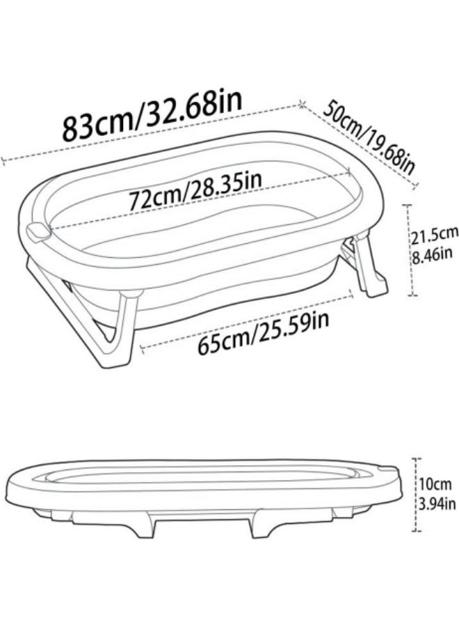 GGEROU حوض استحمام قابل للطي للأطفال، مع وسادة حمام، ميزان حرارة، ملعقة ماء، حوض استحمام محمول قابل للطي مع فتحة تصريف، أزرق - Image 4