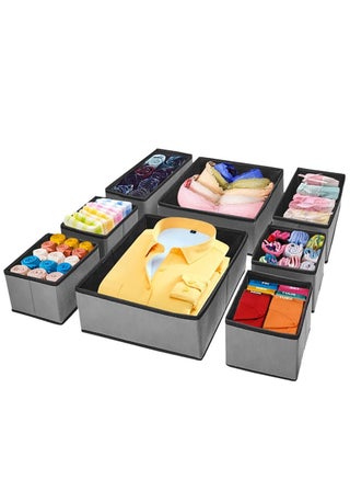 Foldable Drawer Organizer, Closet Organizer Drawer for Underwear/Underpants/Socks/Bra/Panties/Ties, 8 Pack Storage Dividers Bins 2 Large+2 Medium+4 Small Grey - pzsku/ZC77B4B75FD863474B17FZ/45/_/1742380210/b32cc301-a973-4810-b26c-cebadb199258