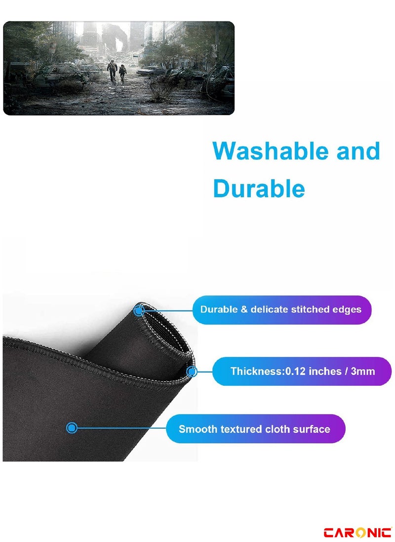 CARONIC Large Gaming Mouse Pad with Superior Micro Weave Cloth Extended Desk Mousepad with Stitched Edges Non-Slip Base Water Resist Keyboard Pad For Gamer And Office Home TLO 128  - Image 5