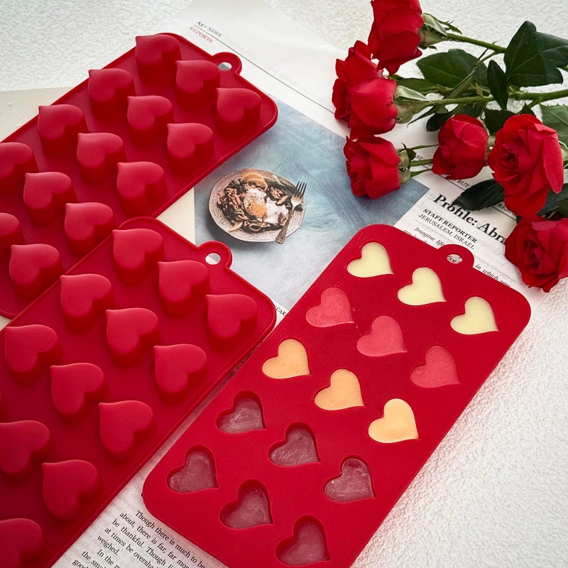 ZINDIACINE 3-Pack Heart Molds Silicone, Mini Heart Shape Chocolate Candy Molds for Baking, Non-stick Valentine's Day Silicone Heart Mold for Cakes Candies Soap Ice Cube Jelly Gummy - Image 4