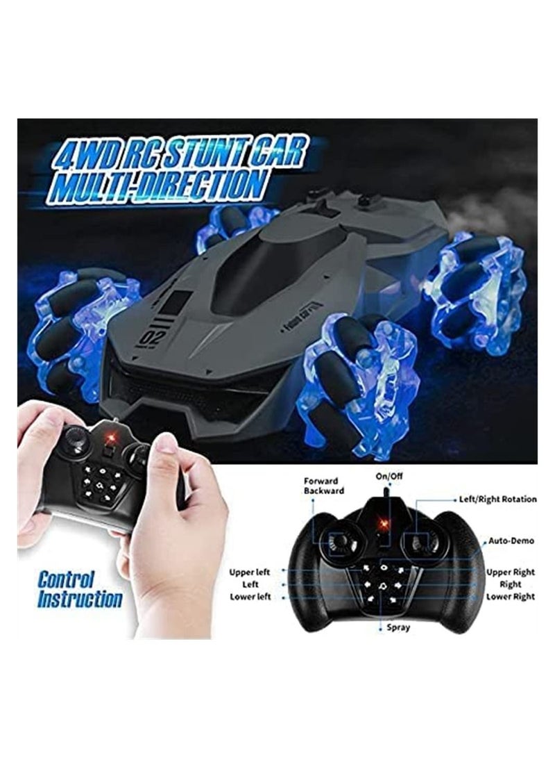 Loquat Remote Control Car for Kids 2.4GHz Electric RC Stunt 360° Rotation Lateral Walking and Spray Exhaust 4WD High Speed Off Road with LED Light Music - Image 4