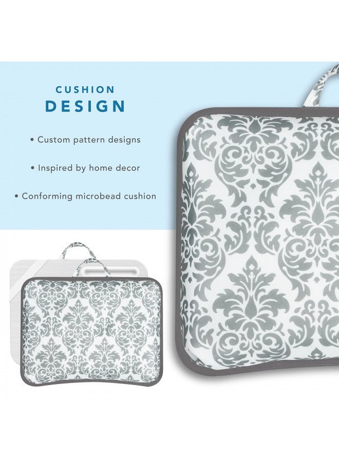 LapGear XL Designer Lap Desk with Phone Holder and Device Ledge - Gray Damask - Fits up to 17.3 Inch Laptops - Style No. 45524 - Image 3