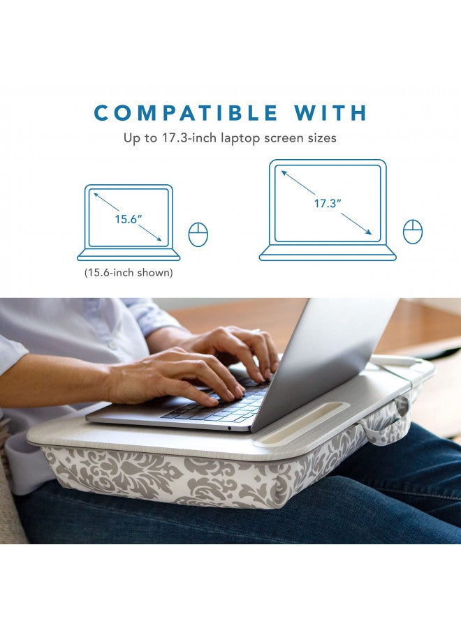 LapGear XL Designer Lap Desk with Phone Holder and Device Ledge - Gray Damask - Fits up to 17.3 Inch Laptops - Style No. 45524 - Image 2