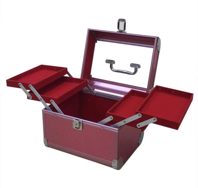 Adson Professional Beauty Makeup Cosmetic Vanity Case/Box (Rose Pink Colour) - Image 2