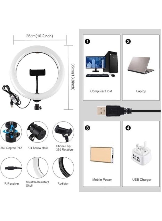 MUNTAQI RGB LED Soft Ring Light MJ33 with Tripod Stand & Phone Holder – 10" Dimmable Beauty Ringlight with 26 RGB Modes, 3 Color Temperatures, Remote Control for Makeup, Vlogging, TikTok, YouTube - Image 3