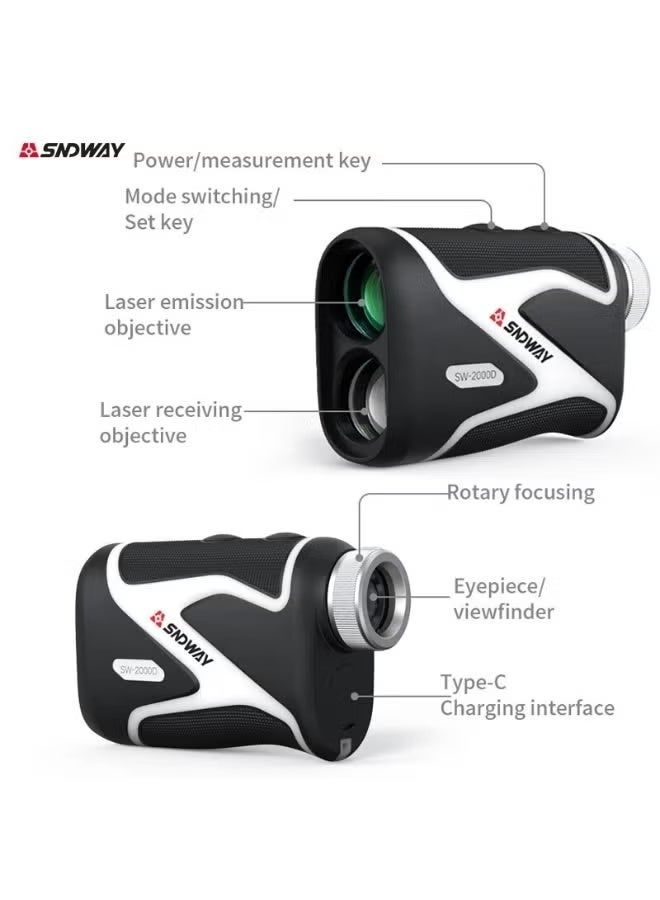 SNDWAY SW-2000D Pro Golf & Hunting Rangefinder – 2000M Laser Distance Measuring Device with OLED Display, Flagpole Lock Vibration, Slope Mode, Speed Detection 0–300 km/h, Fast Response <0.5s, 6X Zoom Telescope, Rechargeable 750mAh Battery, Class 1 Eye-Safe Laser, Multi-Unit Meter/Yard, Compact Long-Range Finder for Golf, Hunting, Archery, Outdoor Sports & Engineering Surveys - Image 4