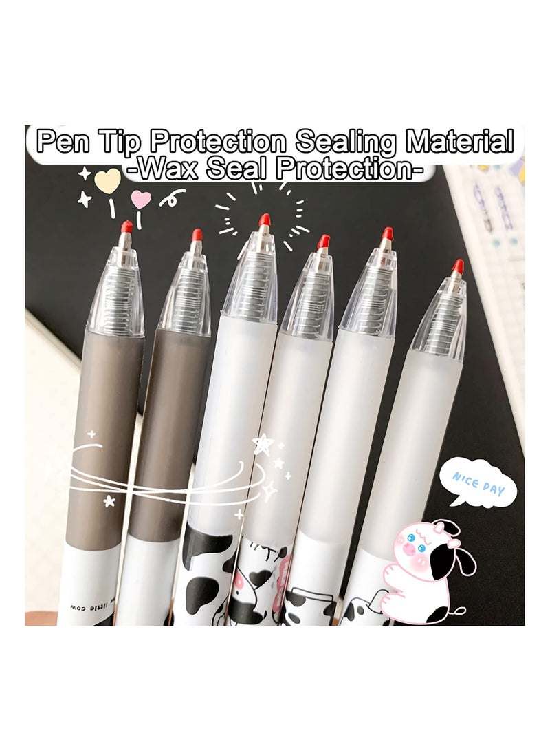 SYOSI Cute Pens Kawaii 0.5mm Black Ink Gel Pens Fine Point Smooth Writing Ballpoint for Office School Supplies Nice Fun Gifts for Kids Girls Women Pens for Journaling, Pack of 6pcs (Little Milky Cow) - Image 4