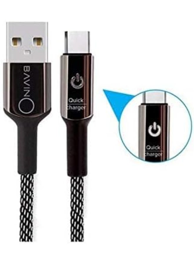 Bavin CB-157 Quick Charging Auto Disconnect Nylon Braided Cable 2.4A for USB To Type-C - Image 2
