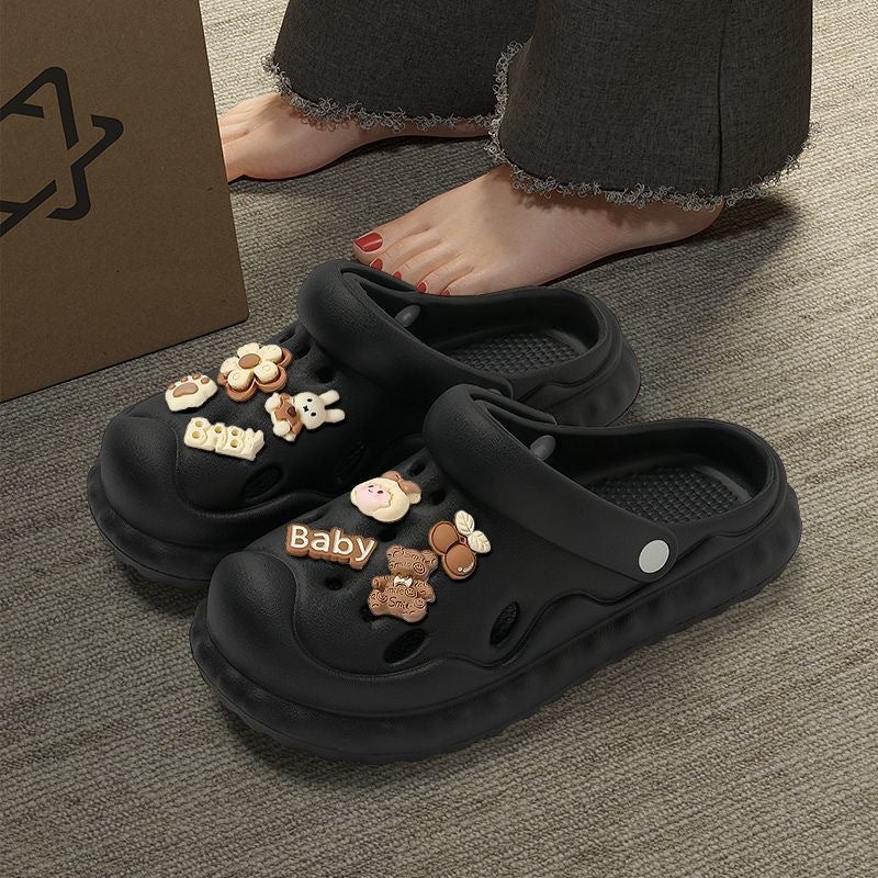 Croc Shoes Women'S Outer Wear Summer 2023 New Home Deodorant Beach Diy Thick-Soled Baotou Sandals And Slippers For Women - Image 4