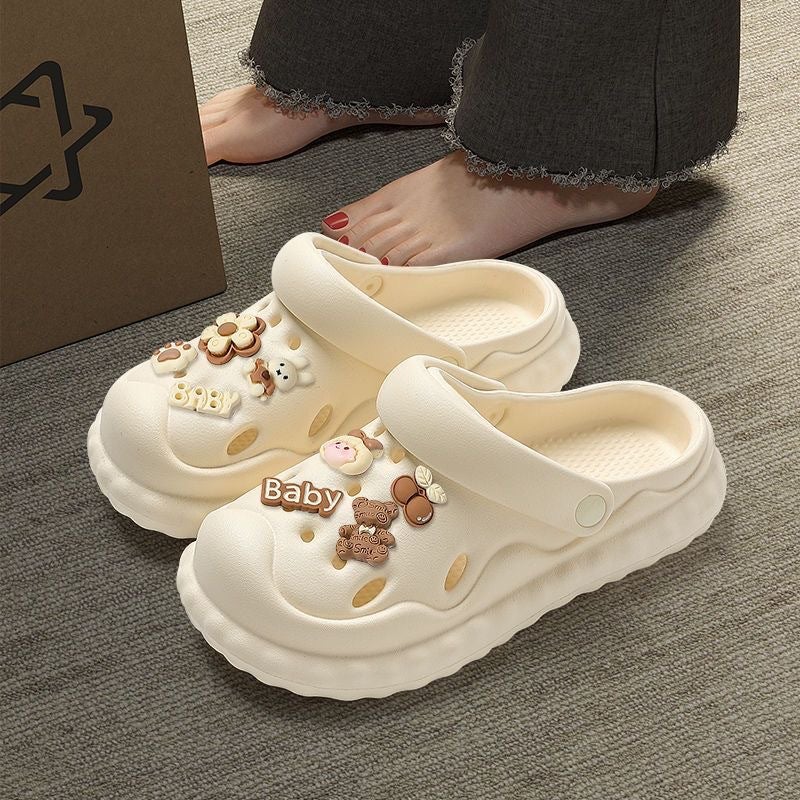 Croc Shoes Women'S Outer Wear Summer 2023 New Home Deodorant Beach Diy Thick-Soled Baotou Sandals And Slippers For Women - Image 3