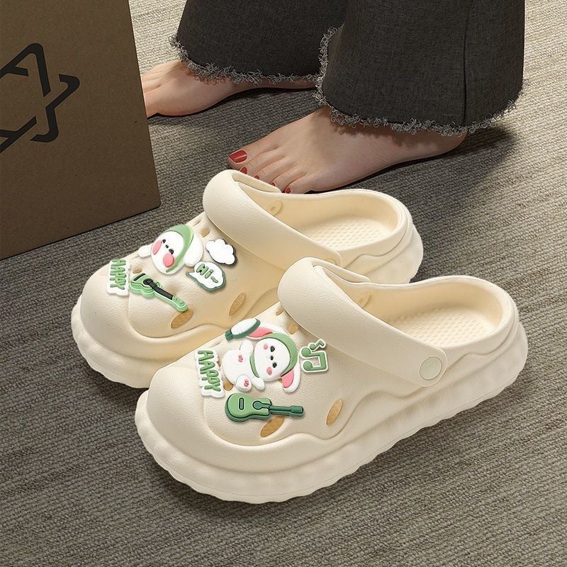 Croc Shoes Women'S Outer Wear Summer 2023 New Home Deodorant Beach Diy Thick-Soled Baotou Sandals And Slippers For Women - Image 2