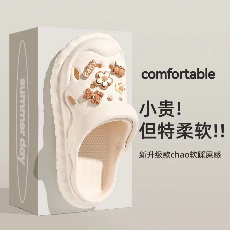 Croc Shoes Women'S Outer Wear Summer 2023 New Home Deodorant Beach Diy Thick-Soled Baotou Sandals And Slippers For Women - Image 5