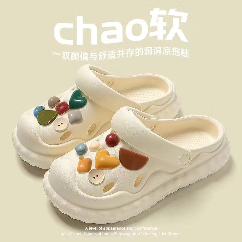 Croc Shoes Women'S Outer Wear Summer 2023 New Home Deodorant Beach Diy Thick-Soled Baotou Sandals And Slippers For Women - Image 1