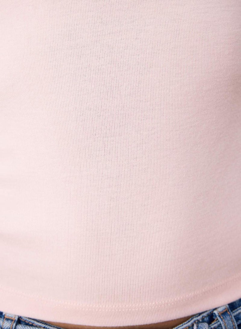 trendyol Light Pink Premium Viscose/Soft Fabric Fitted/Slim Fit Moon Sleeve Stretch Knitted Blouse - Image 3