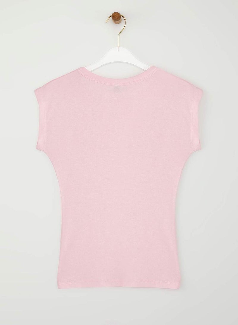 trendyol Light Pink Premium Viscose/Soft Fabric Fitted/Slim Fit Moon Sleeve Stretch Knitted Blouse - Image 5