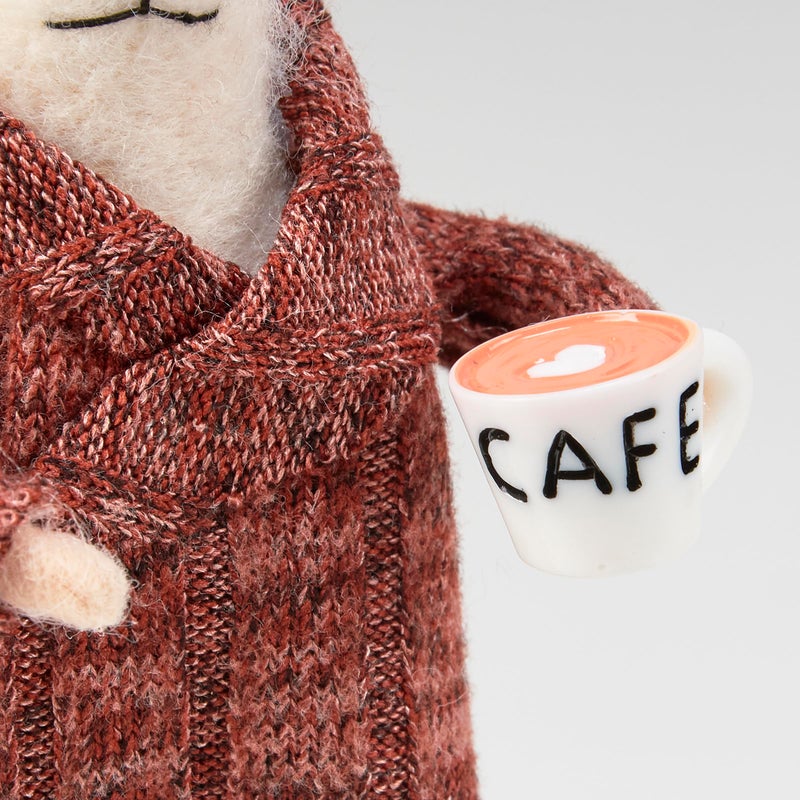 Primitives by Kathy Houserobe Mouse Collectible Critter, Wearing Cute Knitted houserobe/Holding Heart Foam Latte. Coordinate with Our Other Collectible Critters/Figurines for a Fun Bathroom Display - Image 2