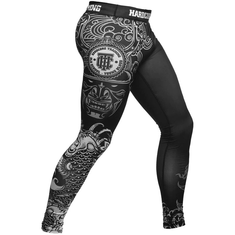 Hardcore Training Compression Pants Koi Men's Leggings Base Layer No Gi Tights MMA BJJ Grappling Workout Running Black White