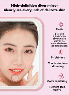 ZCM-HAPPY Square LED Makeup Mirror – Touch Adjustable Lighting Desktop Dressing Table Mirror Square Base  - Image 3