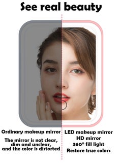 ZCM-HAPPY Square LED Makeup Mirror – Touch Adjustable Lighting Desktop Dressing Table Mirror Square Base  - Image 4