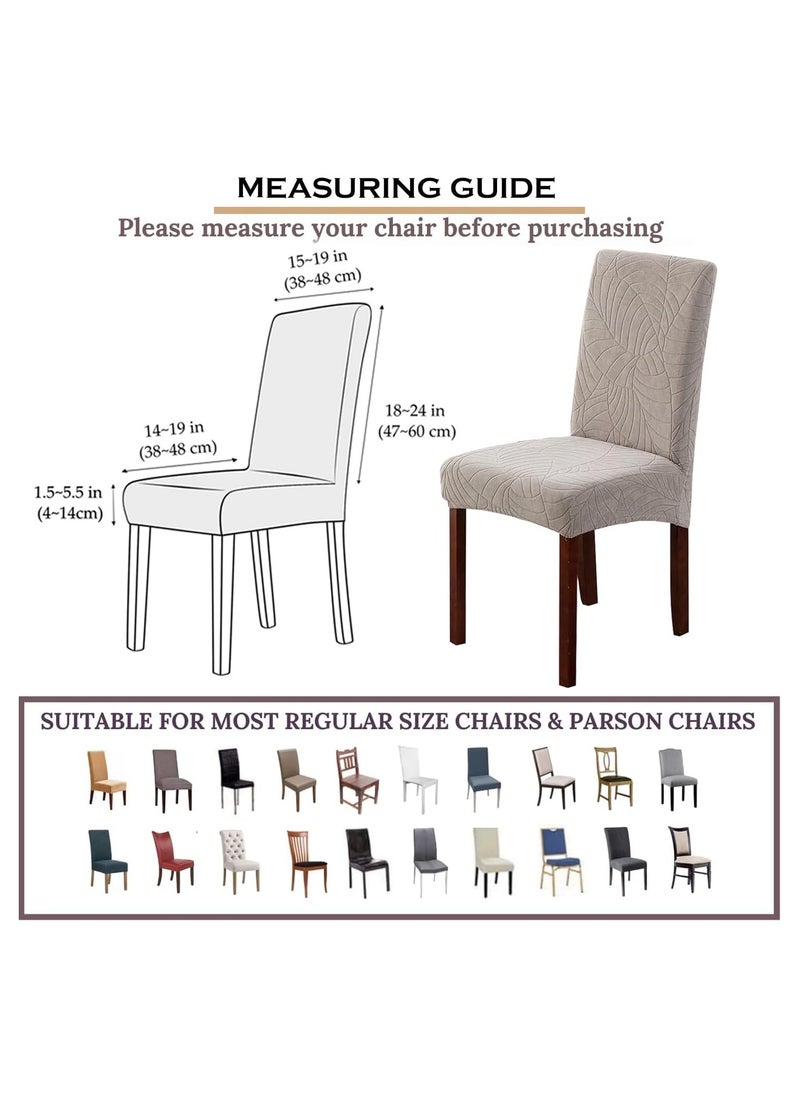 Alruht 6 Pieces Waterproof Chair Covers for Dining Room, Stretch Leaf Jacquard Dining Chair Cover, Removable Washable Chair Protector for Kitchen, Hotel, Restaurant Grey  - Image 2