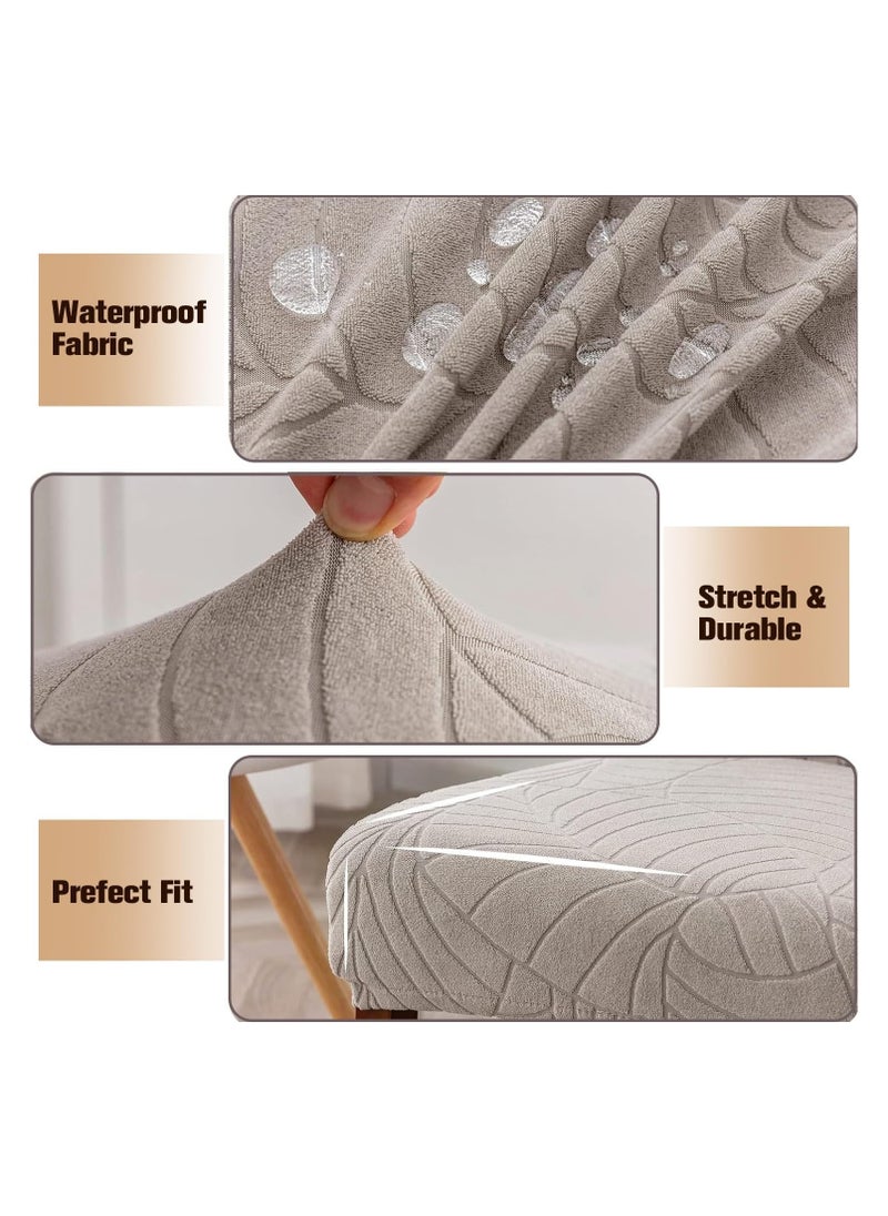 Alruht 6 Pieces Waterproof Chair Covers for Dining Room, Stretch Leaf Jacquard Dining Chair Cover, Removable Washable Chair Protector for Kitchen, Hotel, Restaurant Grey  - Image 4